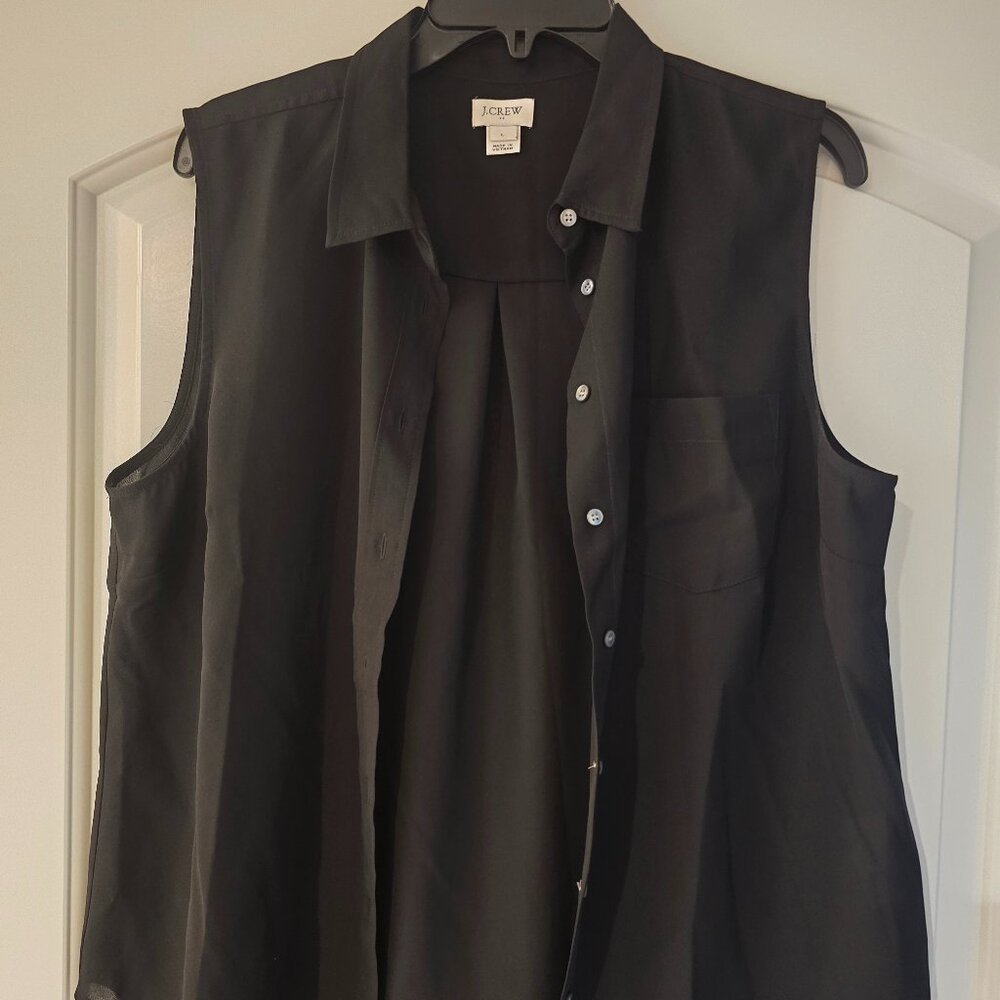 EXCELLENT J CREW WOMEN'S SLEEVELESS BUTTON FRONT TOP BLOUSE SHIRT - LARGE